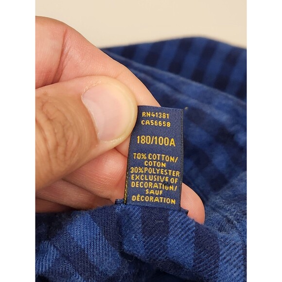 Ralph Lauren Shirt Mens L Blue Check Flannel Button Down Classic Fit Performance - Picture 6 of 6